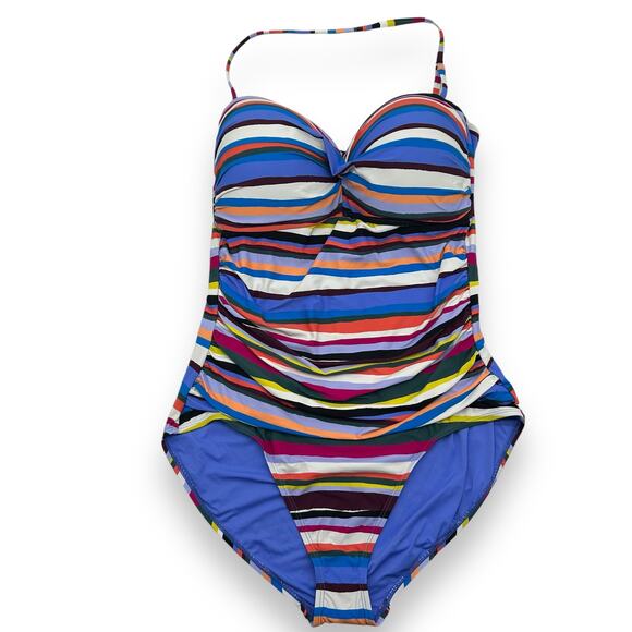 NEW Anne Cole One Piece Swimsuit Size 8 Stripe Halter Bandeau Strapless Swim NWT - Picture 5 of 13